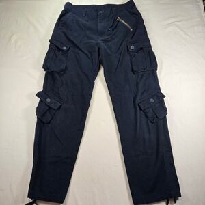 Mens Cargo Pants Size 34 Cotton Blue Casual Military Tactical Utility